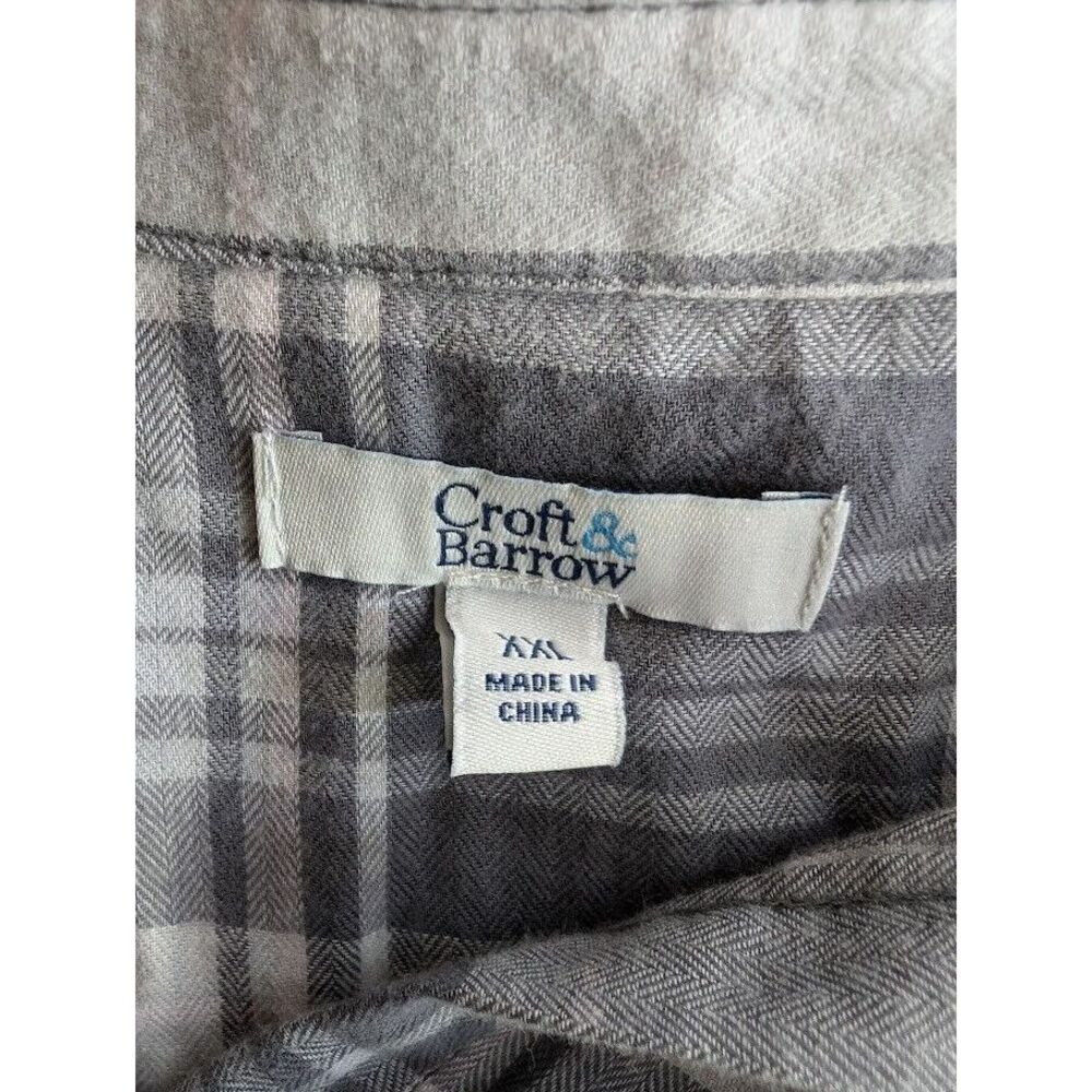 Croft Barrow Size XXL Gray Plaid Button Down Collar Long Sleeve Casual Top - Picture 2 of 8